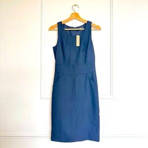 J Crew Wool Sheath Dress Womens Size 4 Black Sleeveless Lined Zip Back